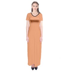 Cantaloupe Orange - Short Sleeve Maxi Dress