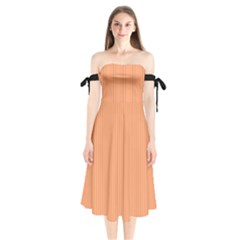Cantaloupe Orange - Shoulder Tie Bardot Midi Dress by FashionLane