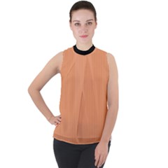 Cantaloupe Orange - Mock Neck Chiffon Sleeveless Top by FashionLane