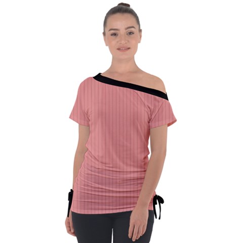 Candlelight Peach - Off Shoulder Tie-up Tee by FashionLane