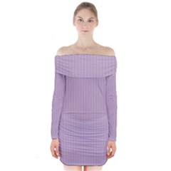 Wisteria Purple - Long Sleeve Off Shoulder Dress