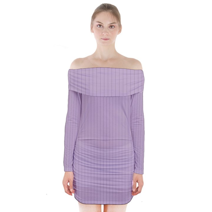 Wisteria Purple - Long Sleeve Off Shoulder Dress