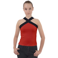 Christmas Red - Cross Neck Velour Top by FashionLane