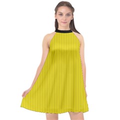 Citrine Yellow - Halter Neckline Chiffon Dress  by FashionLane