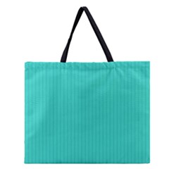 Turquoise - Zipper Large Tote Bag