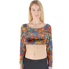 Mandala Pattern 5 Long Sleeve Crop Top