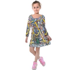 The Illustrated Alphabet - A - By Larenard Kids  Long Sleeve Velvet Dress by LaRenard