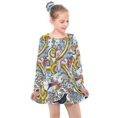 The Illustrated Alphabet - K - By Larenard Kids  Long Sleeve Dress by LaRenard