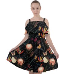 Seamless Garden Pattern Cut Out Shoulders Chiffon Dress by designsbymallika