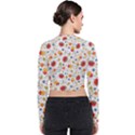 Red Yellow Flower Pattern Long Sleeve Zip Up Bomber Jacket View2