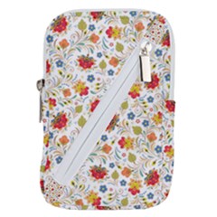 Red Yellow Flower Pattern Belt Pouch Bag (small) by designsbymallika