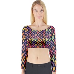 Square Pattern 2 Long Sleeve Crop Top