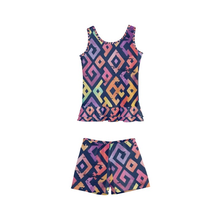 Square Pattern 2 Kids  Boyleg Swimsuit