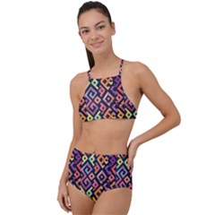 Square Pattern 2 High Waist Tankini Set by designsbymallika