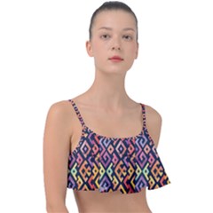 Square Pattern 2 Frill Bikini Top by designsbymallika
