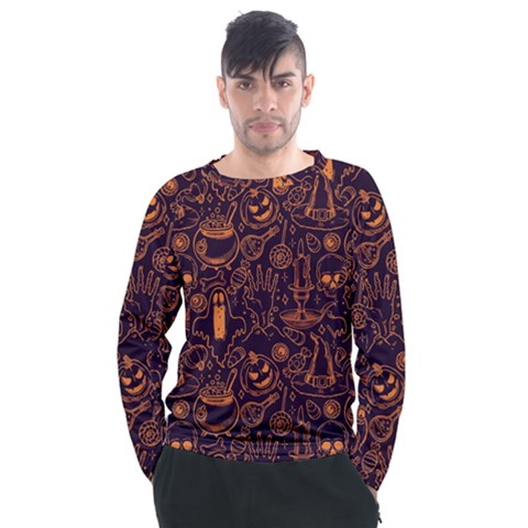 Halloween Pattern 5 Men s Long Sleeve Raglan Tee by designsbymallika