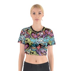 Halloween Love Chains Pattern Cotton Crop Top by designsbymallika