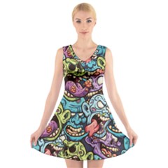 Halloween Love V-neck Sleeveless Dress by designsbymallika