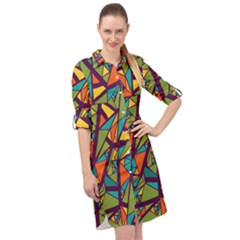 Aabstract Art Long Sleeve Mini Shirt Dress by designsbymallika