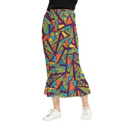 Aabstract Art Maxi Fishtail Chiffon Skirt