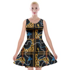 Chains Pattern Velvet Skater Dress by designsbymallika