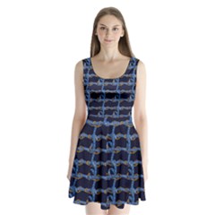 Blue Belt Split Back Mini Dress  by designsbymallika