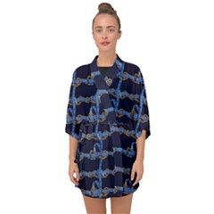 Blue Belt Half Sleeve Chiffon Kimono by designsbymallika