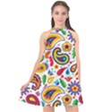 Baatik Print Halter Neckline Chiffon Dress  View1