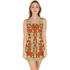 Roses Decorative In The Golden Environment Bodycon Dress