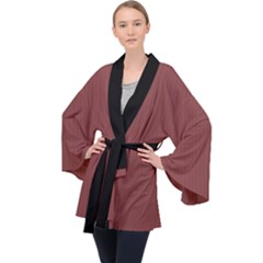 Brandy Brown - Long Sleeve Velvet Kimono  by FashionLane