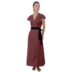 Brandy Brown - Flutter Sleeve Maxi Dress by FashionLane