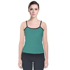 Celadon Green - Velvet Spaghetti Strap Top by FashionLane