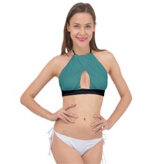 Celadon Green - Cross Front Halter Bikini Top by FashionLane