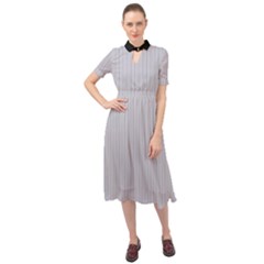 Cloudy Grey - Keyhole Neckline Chiffon Dress by FashionLane