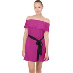 Dark Carnation Pink - Off Shoulder Chiffon Dress by FashionLane