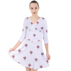 Fairy Girl Drawing Motif Pattern Design Quarter Sleeve Front Wrap Dress by dflcprintsclothing