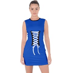 Absolute Zero Blue - Lace Up Front Bodycon Dress by FashionLane