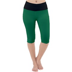 Cadmium Green - Lightweight Velour Cropped Yoga Leggings by FashionLane