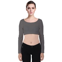 Carbon Grey - Velvet Long Sleeve Crop Top by FashionLane