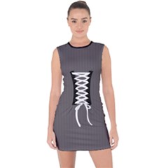 Carbon Grey - Lace Up Front Bodycon Dress by FashionLane