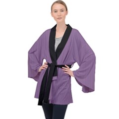 Chinese Violet - Long Sleeve Velvet Kimono  by FashionLane