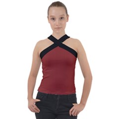 Chili Oil Red - Cross Neck Velour Top by FashionLane