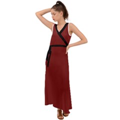 Chili Oil Red - V-neck Chiffon Maxi Dress by FashionLane