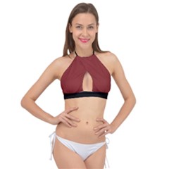 Chili Oil Red - Cross Front Halter Bikini Top by FashionLane