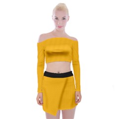 Chinese Yellow - Off Shoulder Top With Mini Skirt Set by FashionLane