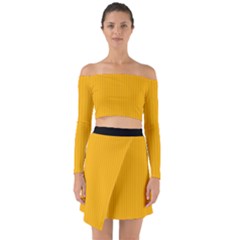 Chinese Yellow - Off Shoulder Top With Skirt Set by FashionLane