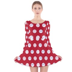 Red Polka-dot Doodles Long Sleeve Velvet Skater Dress by pishposhpal