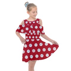 Red Polka-dot Doodles Kids  Shoulder Cutout Chiffon Dress