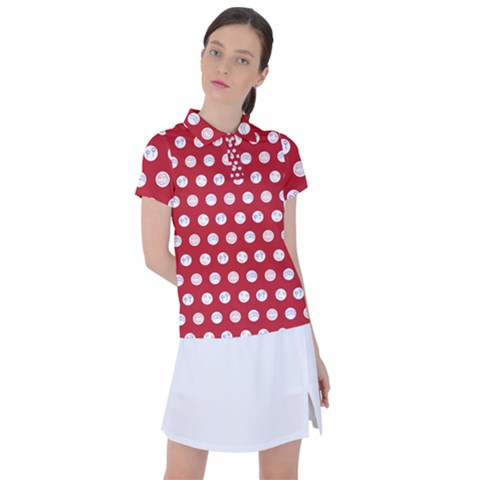 Red Polka-dot Doodles Women s Polo Tee by pishposhpal