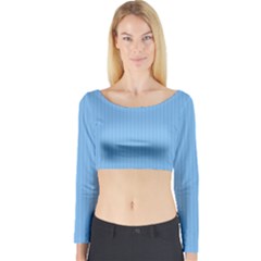 Aero Blue - Long Sleeve Crop Top by FashionLane